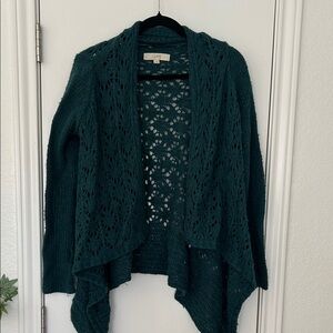 LOFT Women's Deep Green Open-Front Cardigan